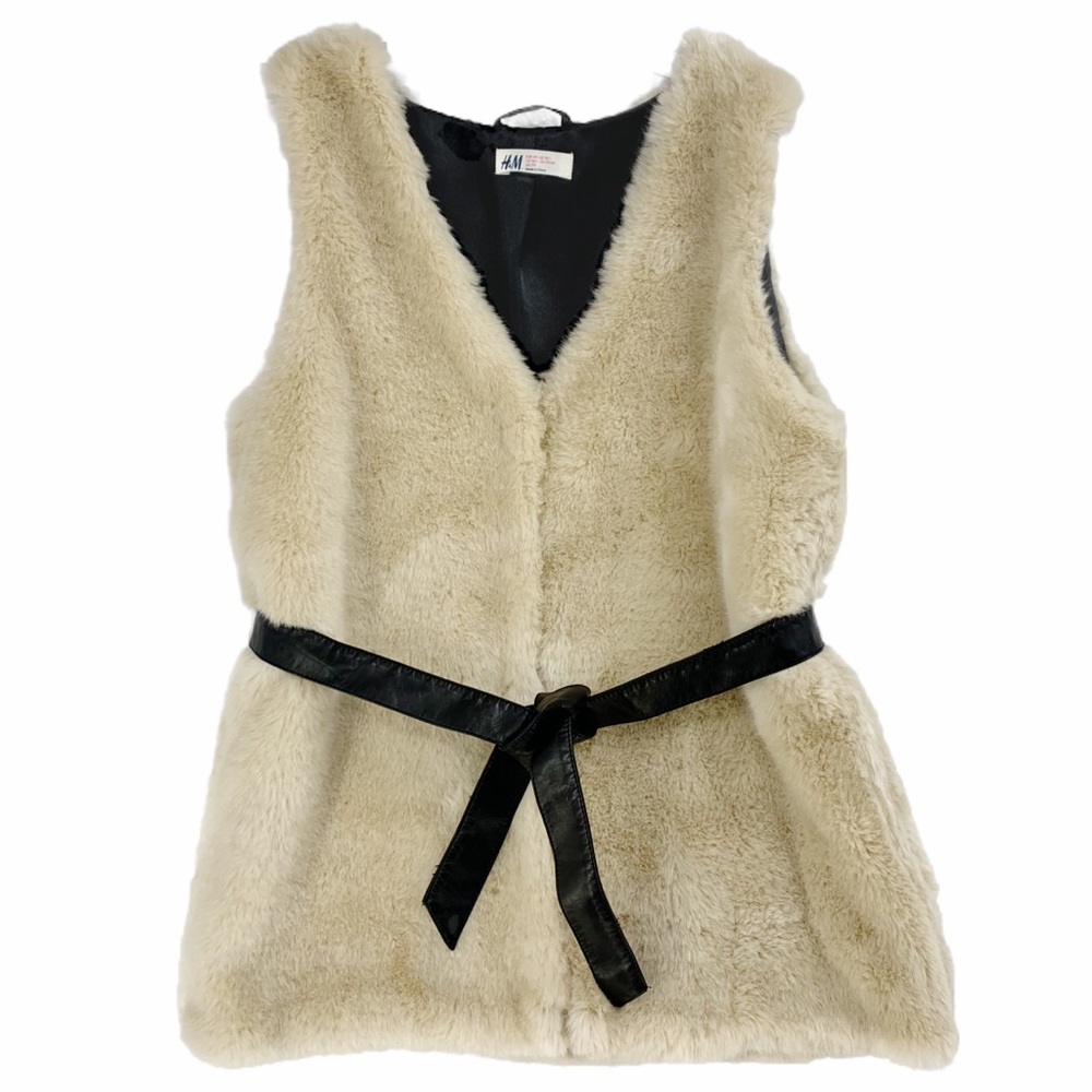 H&M Super Soft Faux Fur Tie Belt Waist Vest